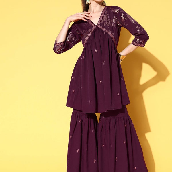 Ahalyaa Women Floral Printed Kurti with Sharara - Distacart