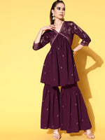 Thumbnail for Ahalyaa Women Floral Printed Kurti with Sharara - Distacart