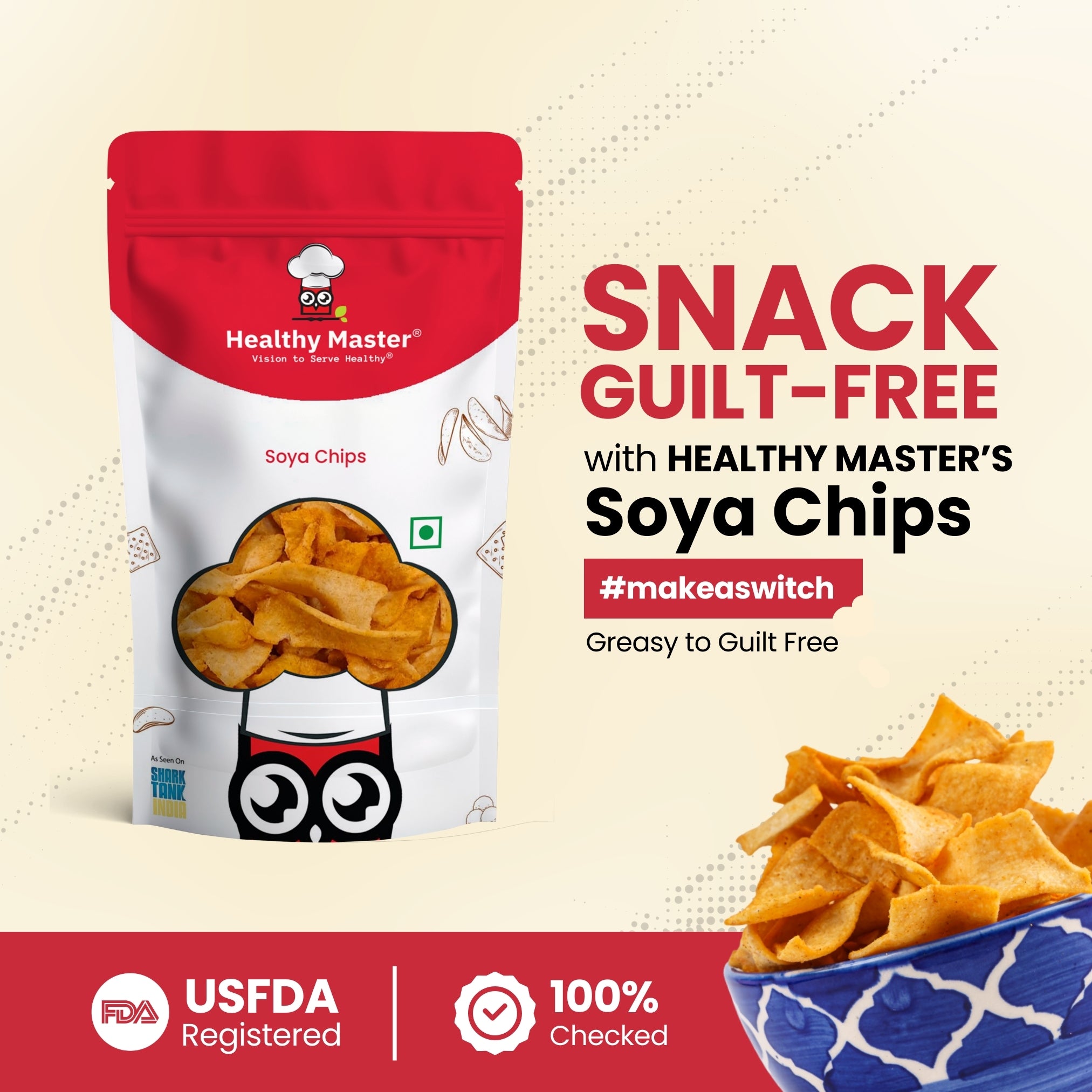 Healthy Master Light & Crispy Soya Chips - Distacart