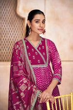 Thumbnail for BulBul Rashmi Fuschia Kurta Set with Dupatta