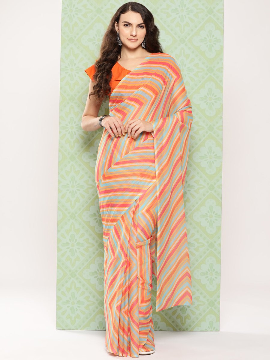 Ahalyaa Leheriya Poly Chiffon Saree - Distacart