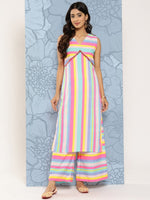 Thumbnail for Ahalyaa Striped Empire Gotta Patti Kurta With Palazzos - Distacart
