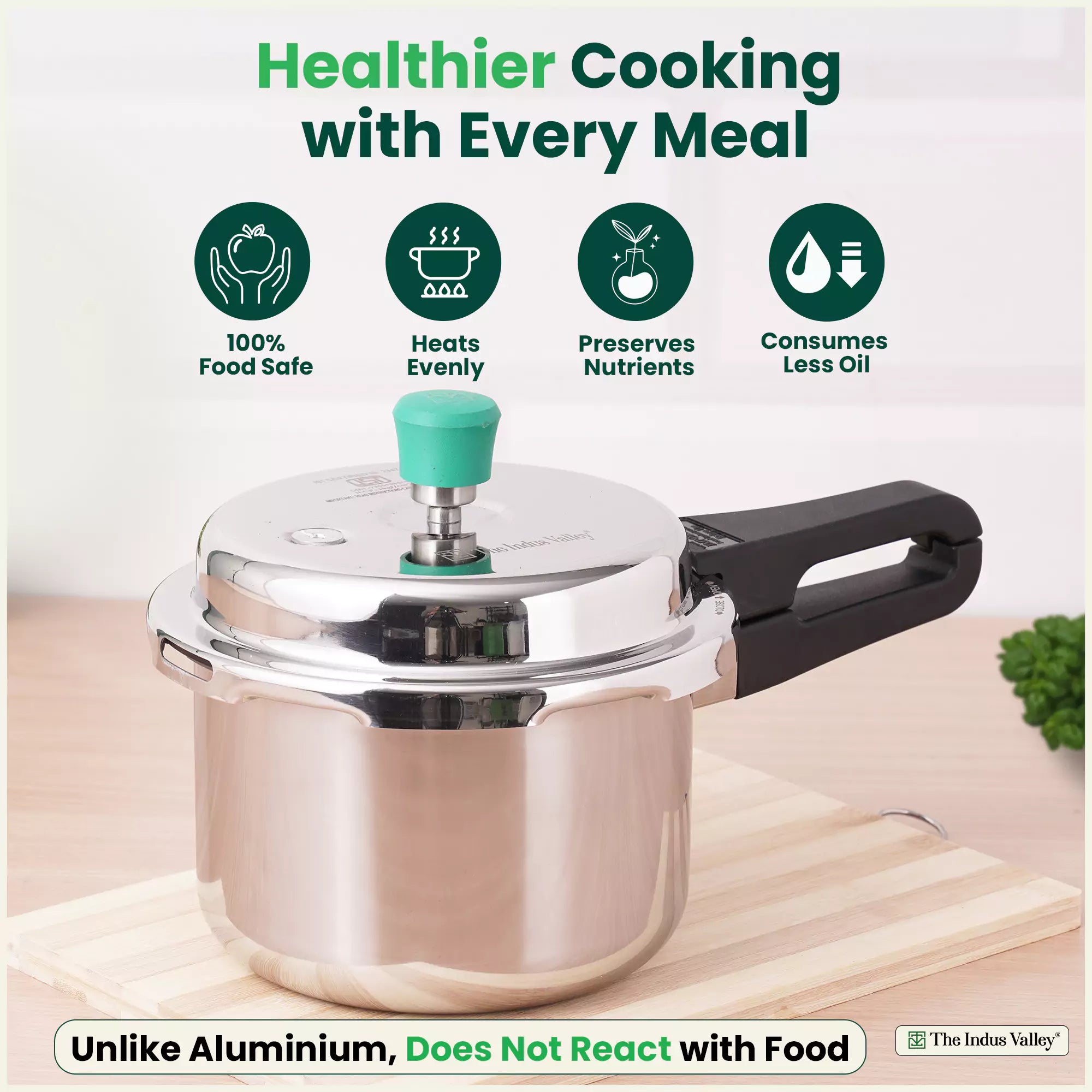 The Indus Valley RapidCuk Tri-ply Stainless Steel Pressure Cooker, Premium Quality, 3 Layer Thick Body, Heavy Bottom, 100% Safe, ISI Certified, Induction & Gas, 2/3/5L