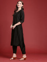 Thumbnail for Anouk Regular Solid Kurta With Trousers & With Printed Dupatta