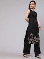 Thumbnail for Aks Floral Embroidered Thread Work Straight Kurta With Palazzos - Distacart