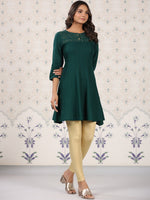 Thumbnail for Ode by House of Pataudi Floral Yoke Design Thread Work Kurta - Distacart