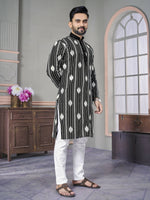 Thumbnail for Black Men Kurta Set Embroidered with Sequins Work by Infinity Export - Distacart
