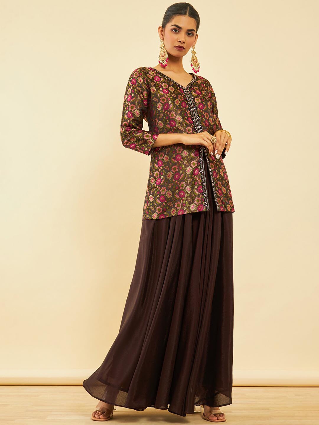 Soch Floral Printed Regular Kurti With Skirt & Dupatta - Distacart