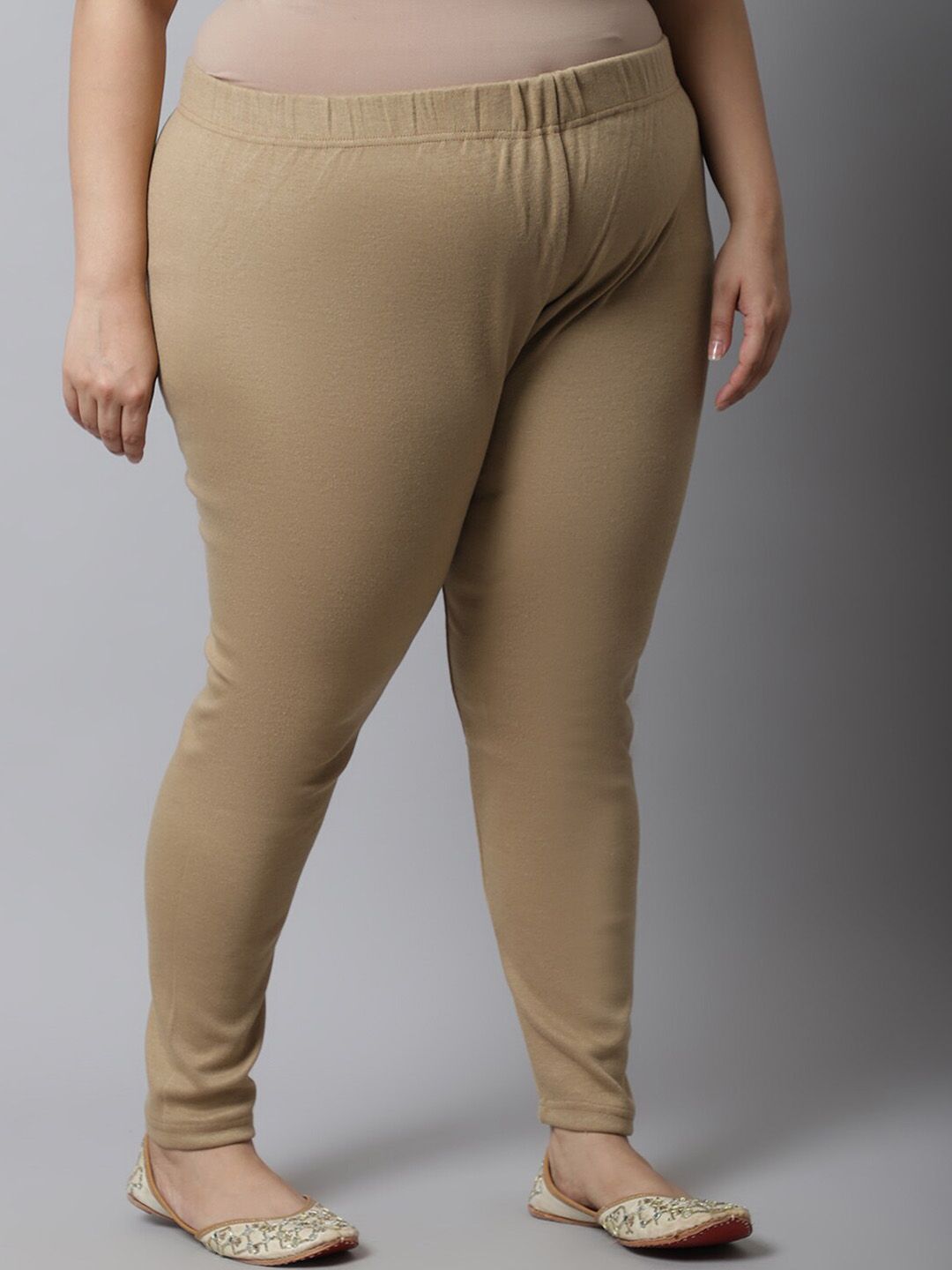 TAG 7 Women Plus size Beige Solid Leggings - Distacart