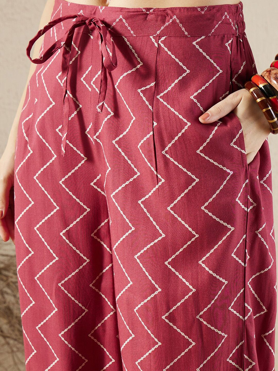 Indo Era Floral Printed V-Neck Sequinned A-Line Kurta with Salwar