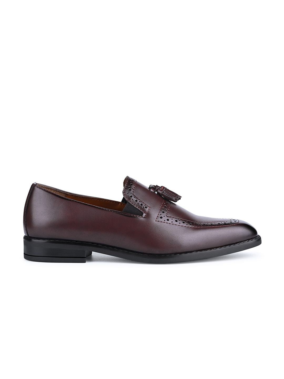 LOUIS STITCH Men Rosewood Formal Slip-On Tassel Moccasin Shoes