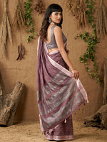 Thumbnail for Shree Shyam Fashion Purple Linen Cotton Saree - Distacart