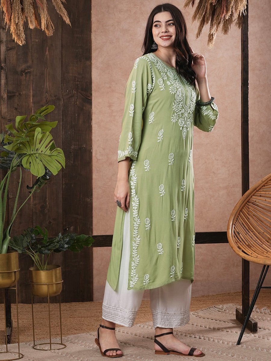ADA Women Ethnic Motifs Embroidered Flared Sleeves Kurta - Distacart