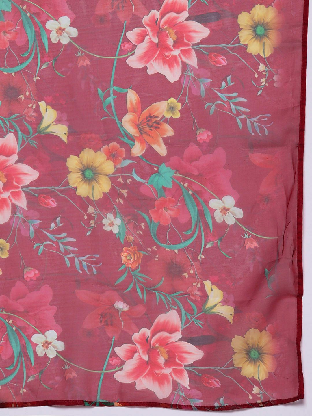 Indo Era Women Floral Yoke Design Panelled Thread Work Kurta with Trousers & Dupatta