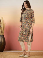 Thumbnail for Anouk Floral Printed Mandarin Collar Straight Kurta