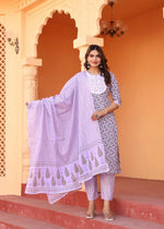 Thumbnail for Alvano Printed Straight Kurti with Pant and Dupatta Set for Womens's and Girls Rayon - Distacart