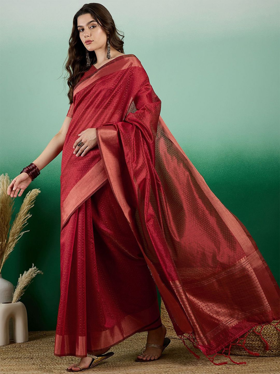 Mitera Woven Design Zari Organza Saree - Distacart
