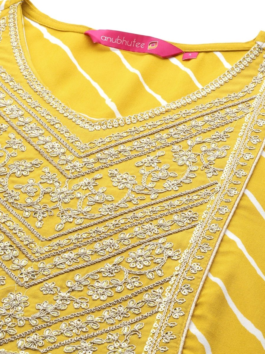 Anubhutee Leheriya Embroidered Regular Kurta With Trousers & Dupatta - Distacart