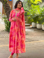 Thumbnail for Kalini Ethnic Motifs Printed Pleated Mirror Work Empire Kurta with Trousers & Dupatta - Distacart