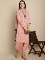 Thumbnail for Kalini Striped Pure Cotton Kurta with Harem Pants & With Dupatta - Distacart