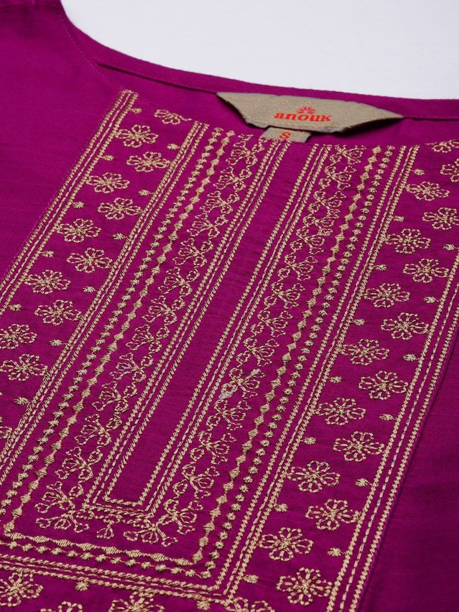 Anouk Women Ethnic Motifs Embroidered Regular Kurta with Trousers & With Dupatta - Distacart