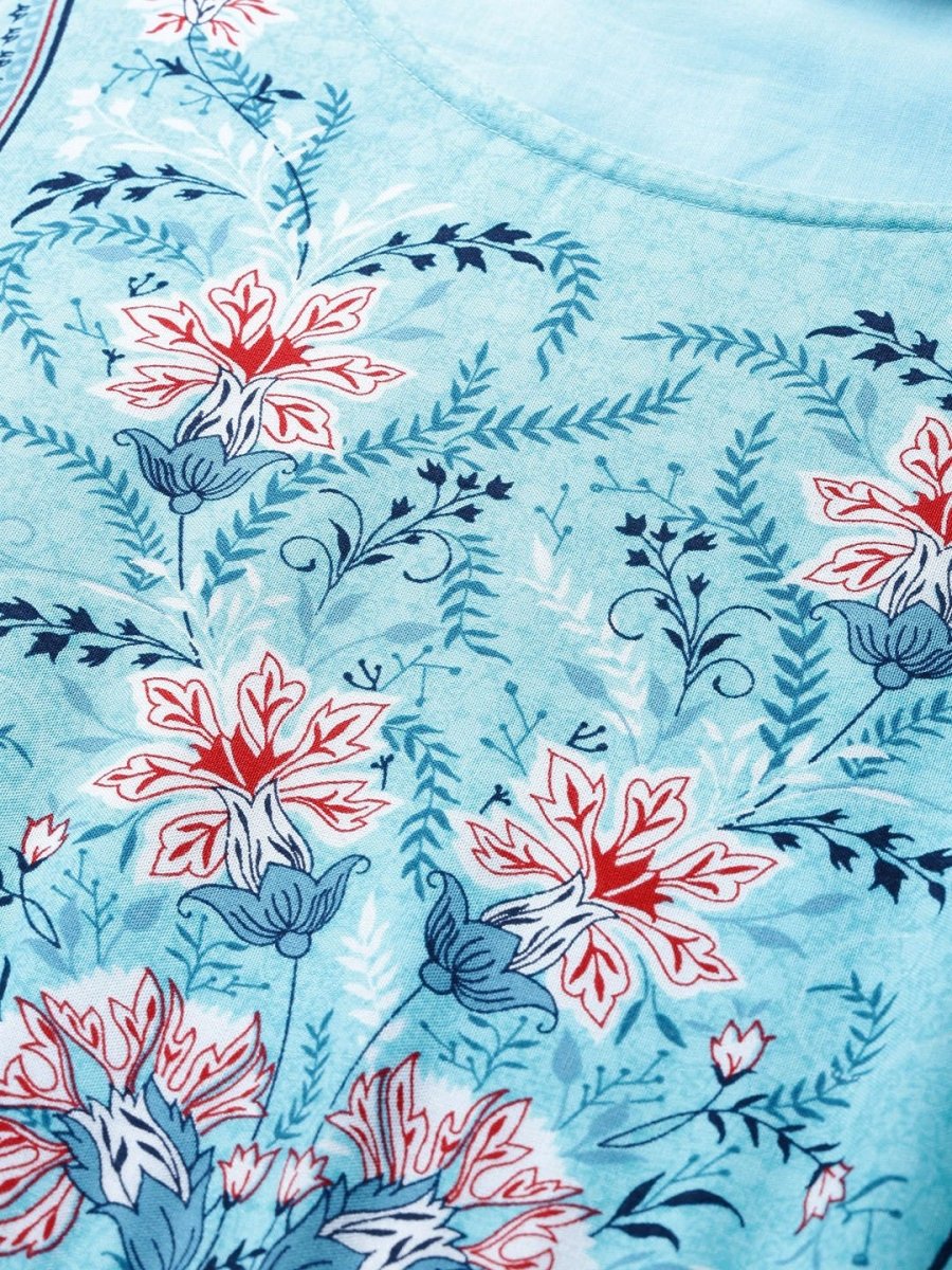 AURELIA Women Blue Yoke Design Maxi Dress - Distacart