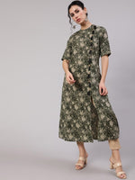 Thumbnail for Aks Floral Printed Cotton A-Line Kurta - Distacart