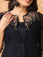 Thumbnail for Kalini Floral Embroidered Layered A-Line Kurta with Trousers & Jacket - Distacart