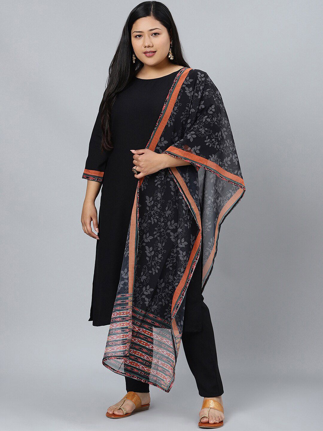Sztori Plus Size Ethnic Motifs Printed Regular Kurta with Trousers & With Dupatta - Distacart