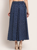 Thumbnail for TAG 7 Women Navy Blue Printed Flared Palazzos