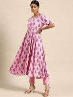 Thumbnail for All About You Women Pink Ethnic Motifs Printed Pure Cotton Kurta with Trousers & Dupatta - Distacart