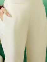 Thumbnail for Sangria Off White Floral Embroidered Straight Kurta With Trousers With Dupatta