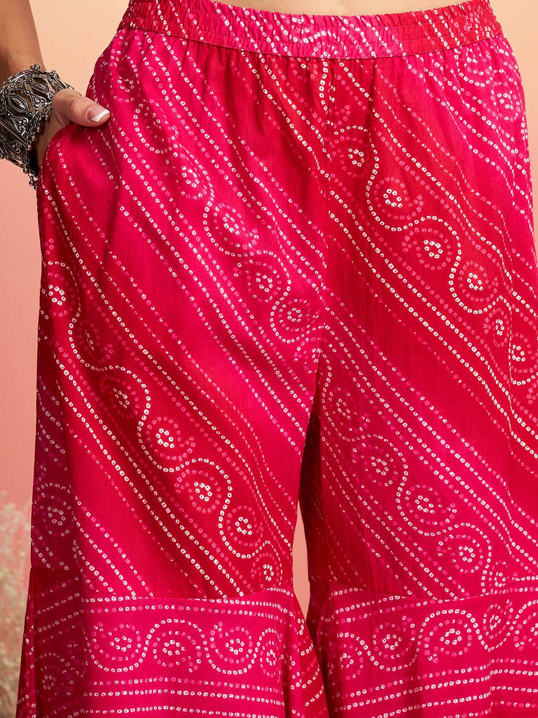 Sangria Floral Printed Pure Cotton Kurti With Sharara & Dupatta
