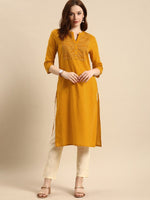 Thumbnail for All About You Women Yellow Bandhani Yoke Design Pure Cotton Kurta - Distacart