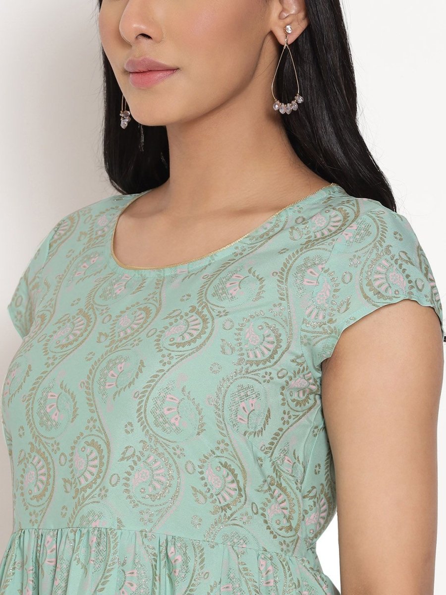 AURELIA Women Green Ethnic Motifs Ethnic Maxi Dress - Distacart