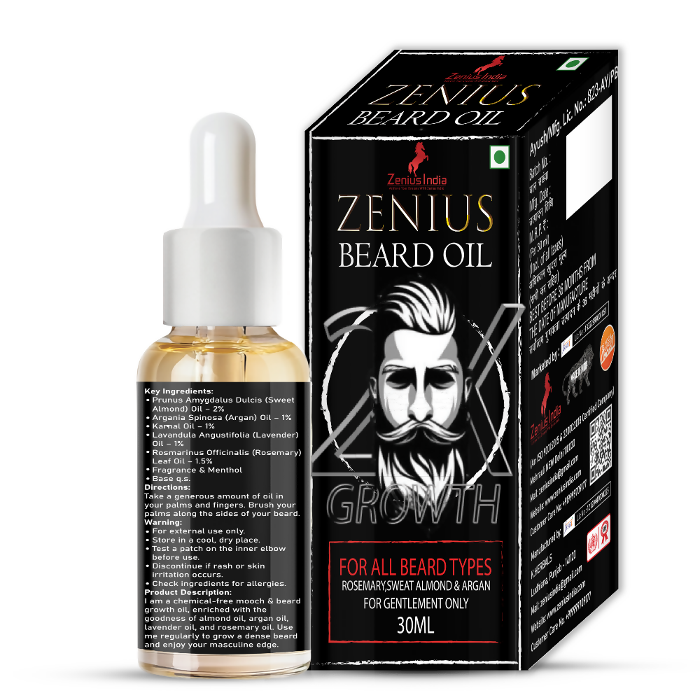 Zenius Beard Oil for Patchy Beard and Hair Growth - Dista