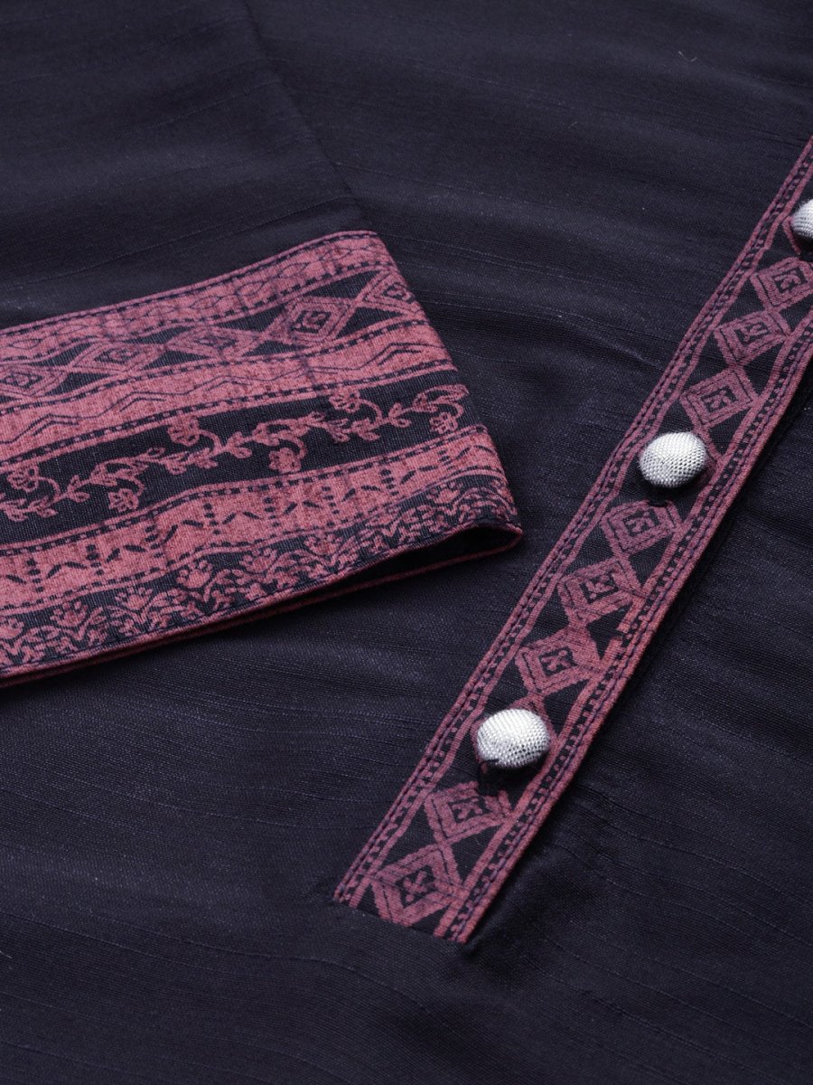 All About You Women Navy Blue Ethnic Motifs Printed Regular Kurta with Printed Trousers - Distacart