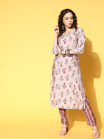 Thumbnail for All About You Women Amusing Taupe Ethnic Motifs Print Parade Kurta with Trousers - Distacart