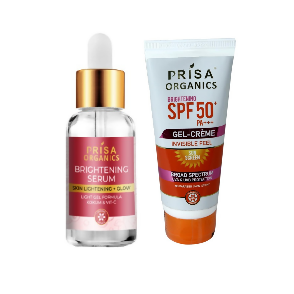 Prisa Organics Brightening Face Serum and Brightening Sun Screen SPF 50 PA+++ Combo - Distacart