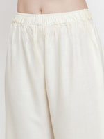 Thumbnail for TAG 7 Women Off-White Solid Flared Palazzos