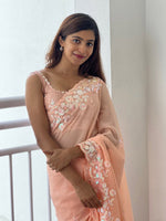 Thumbnail for Anouk Floral Embellished Sequinned Pure Georgette Saree - Distacart
