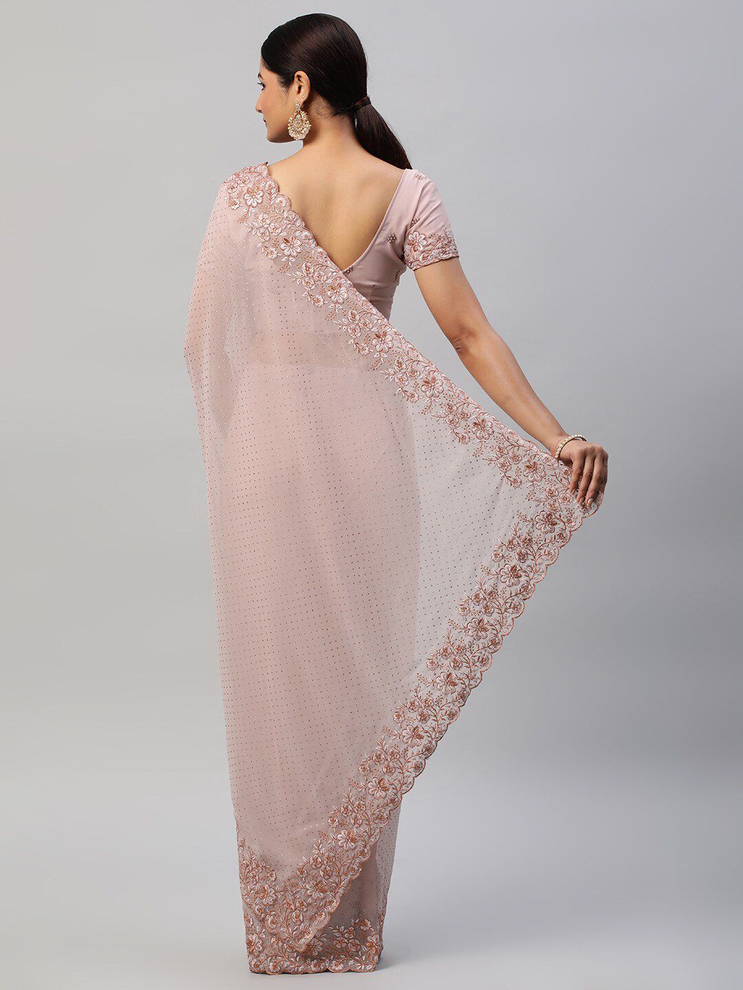kasee Mauve Polka Dots Embroidered Saree - Distacart