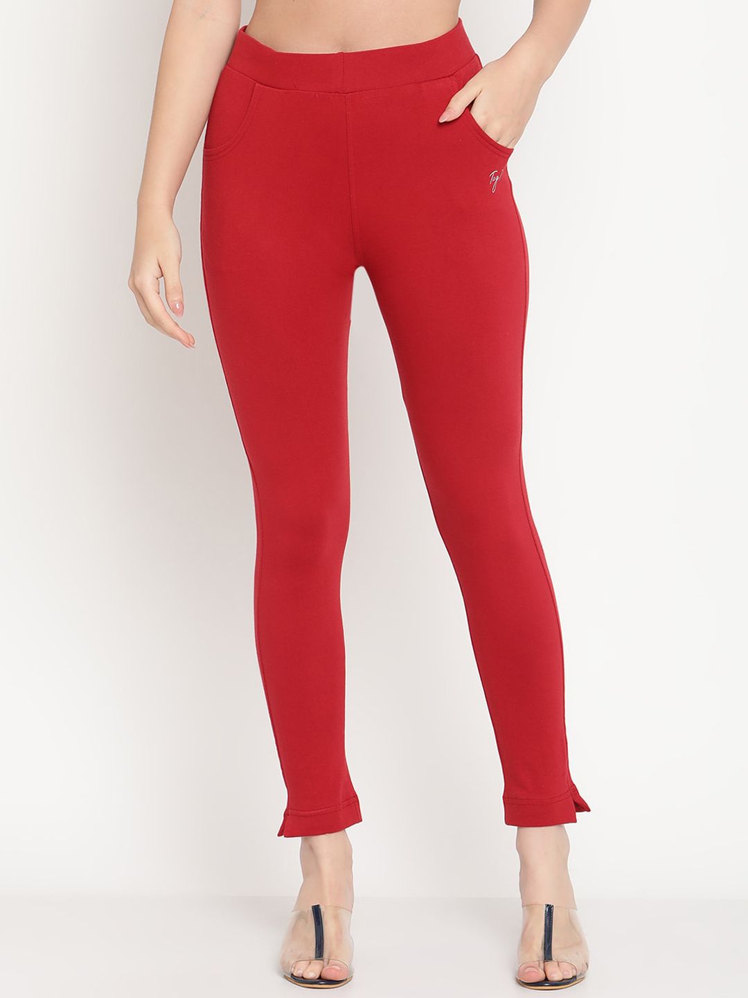 TAG 7 Women Pack of 2 Maroon & Brown Solid Kurti Pants - Distacart