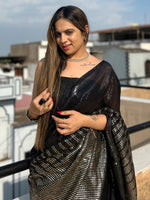 Thumbnail for Anouk Black Embellished Sequinned Pure Georgette Saree - Distacart