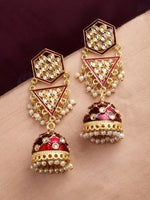 Thumbnail for New Partywear Maroon Meenakari Drop Earrings for Womens by House of Ree - Distacart