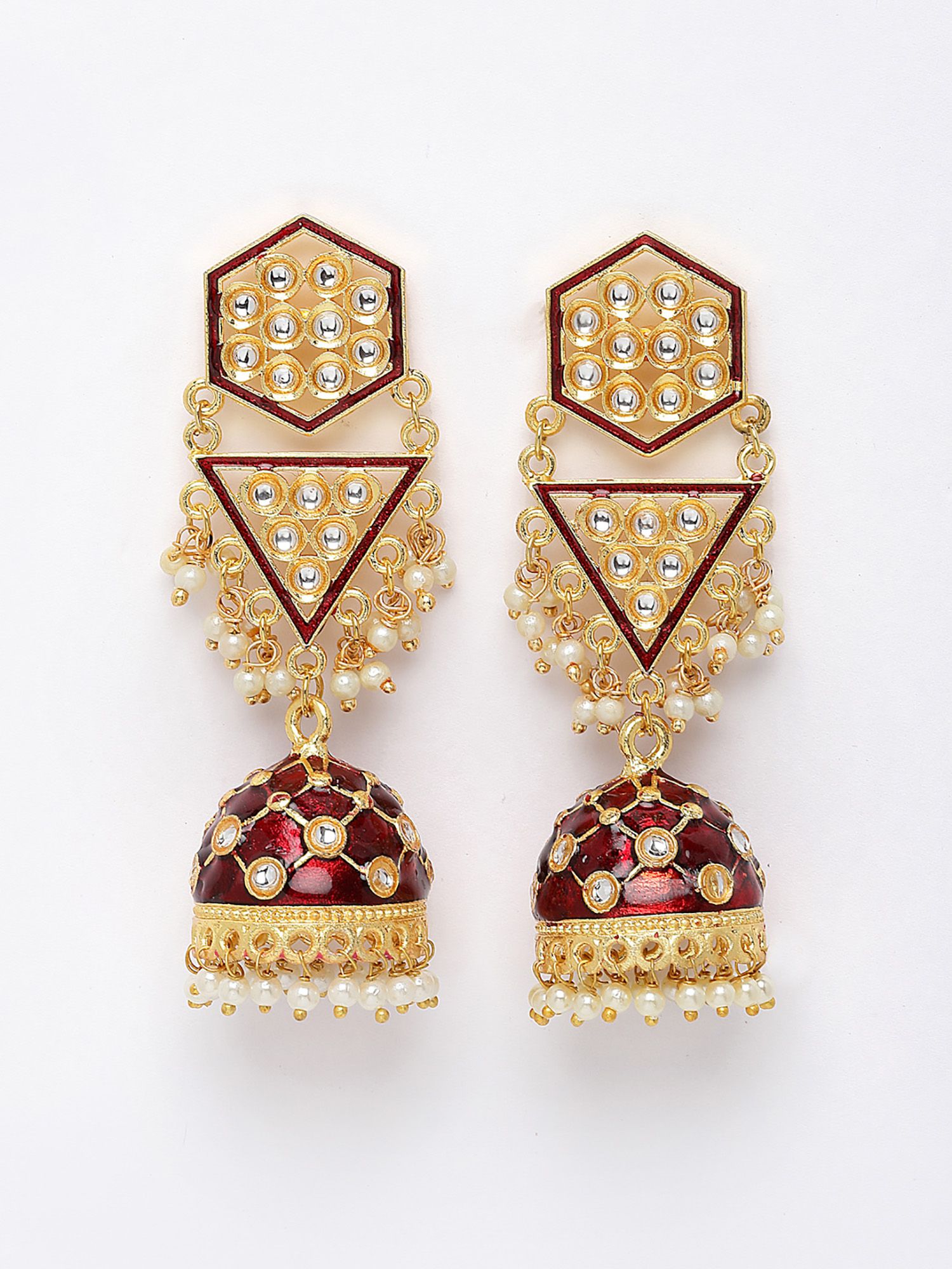 New Partywear Maroon Meenakari Drop Earrings for Womens by House of Ree - Distacart