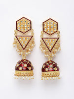 Thumbnail for New Partywear Maroon Meenakari Drop Earrings for Womens by House of Ree - Distacart
