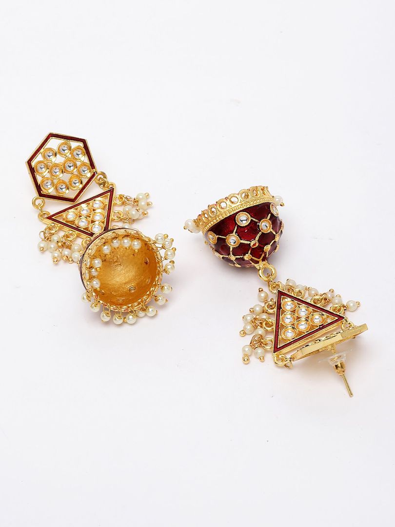 New Partywear Maroon Meenakari Drop Earrings for Womens by House of Ree - Distacart