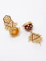 Thumbnail for New Partywear Maroon Meenakari Drop Earrings for Womens by House of Ree - Distacart