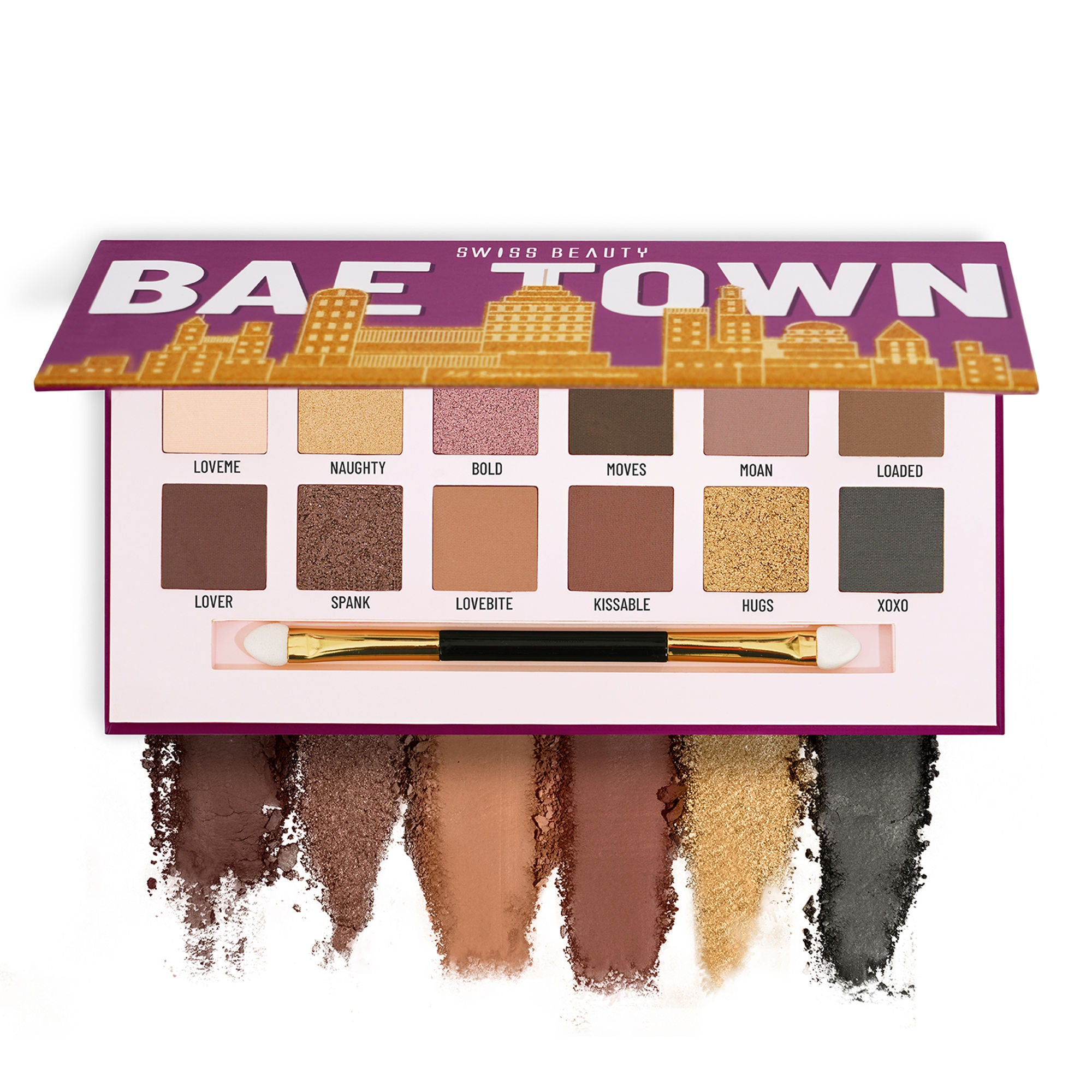 Swiss Beauty Bae Town 12-In-1 Comes Eyeshadow Palette With Eye Brush - 02 Crush Me - Distacart
